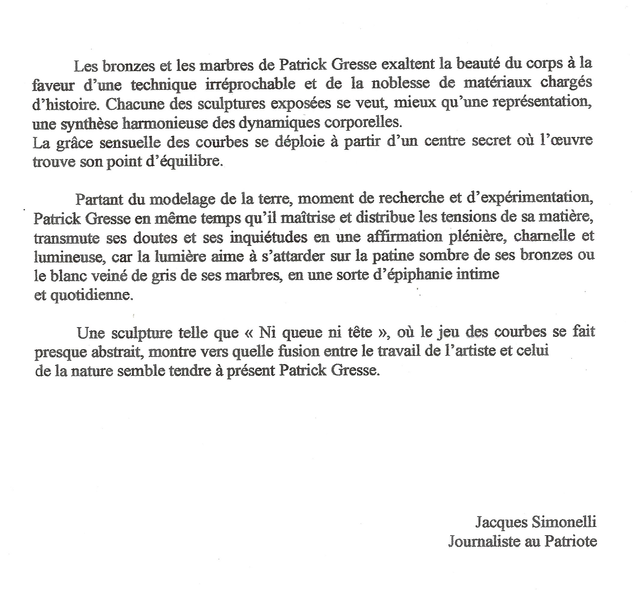 Extrait de presse Jacques Simonelli